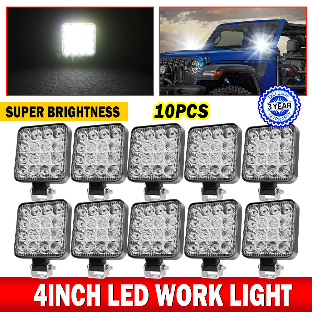4INCH LED Work Light Flood SPOT Lights For Truck Off Road Tractor ATV Square 48W