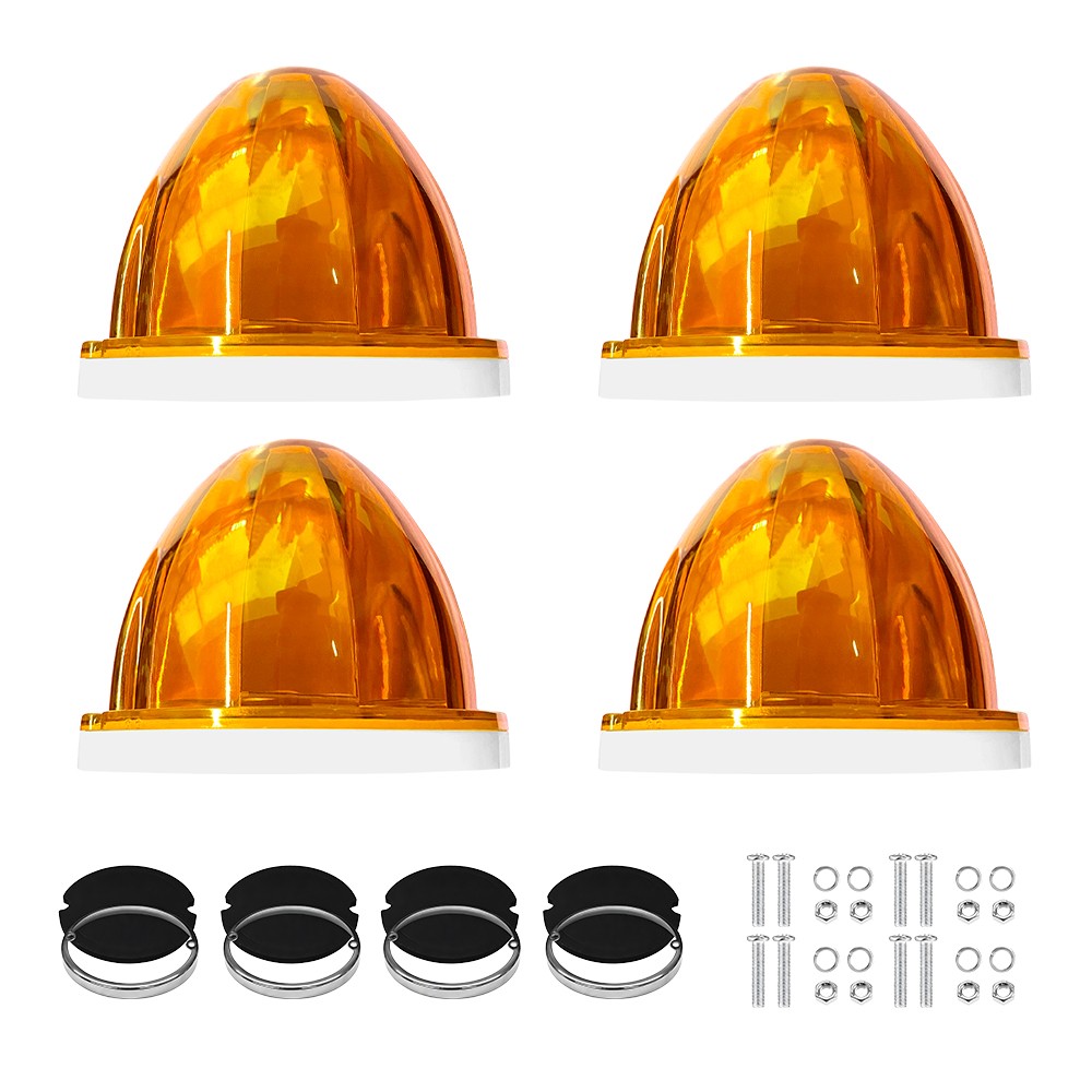 4PC Amber Flash LED Watermelon Lights Clear Lens 12-24V Side Marker Light AUXITO