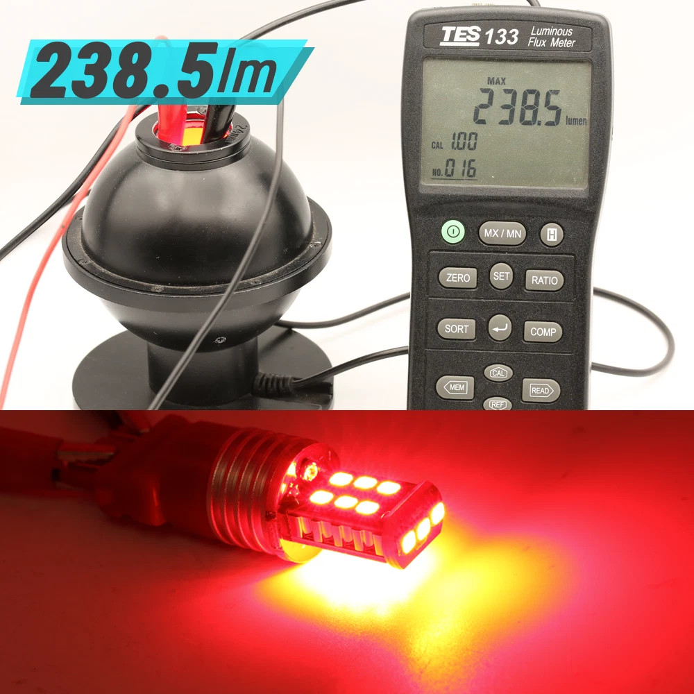 4PCS 7443 7440 LED Red Strobe Flash Blinking Brake Stop Tail Parking Light Bulbs