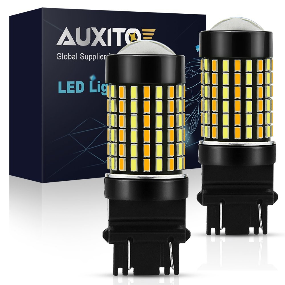 4X AUXITO 3157 4157 White Amber Switchback LED Turn Signal Daytime Running Light