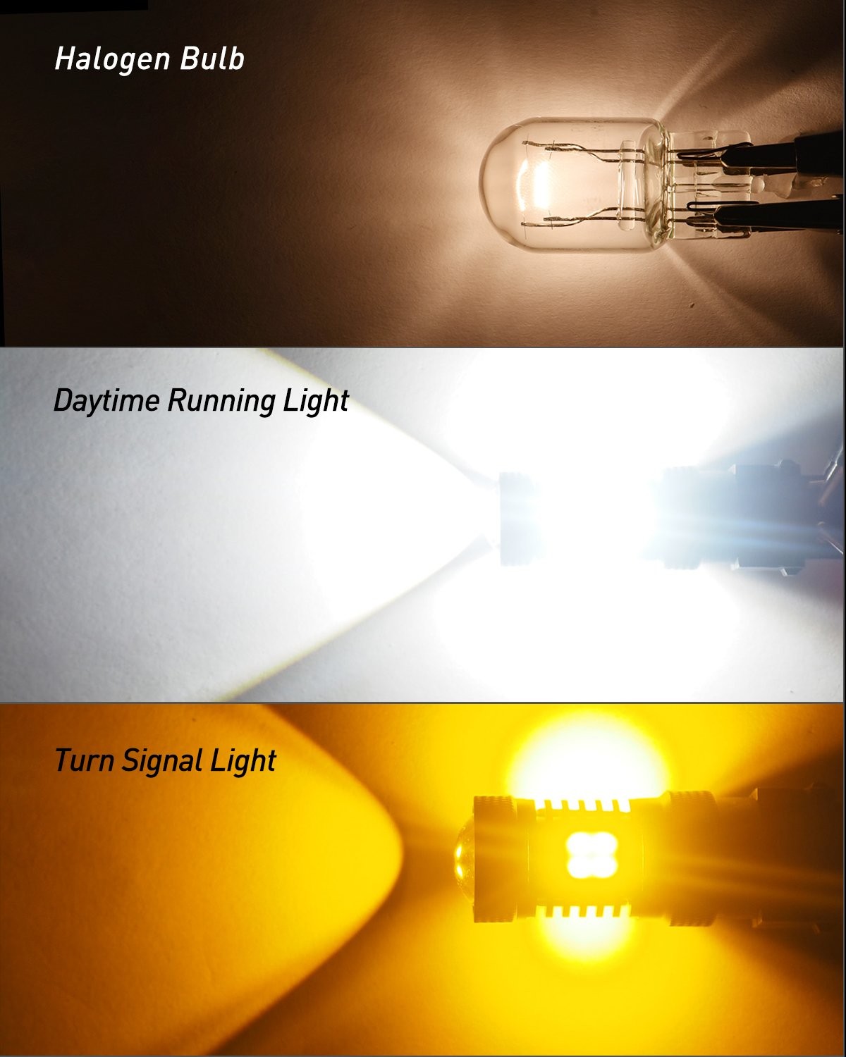 16-SMD 7443 7444 LED Turn Signal Switchback 3000K/6000K DRL Parking Light Bulbs