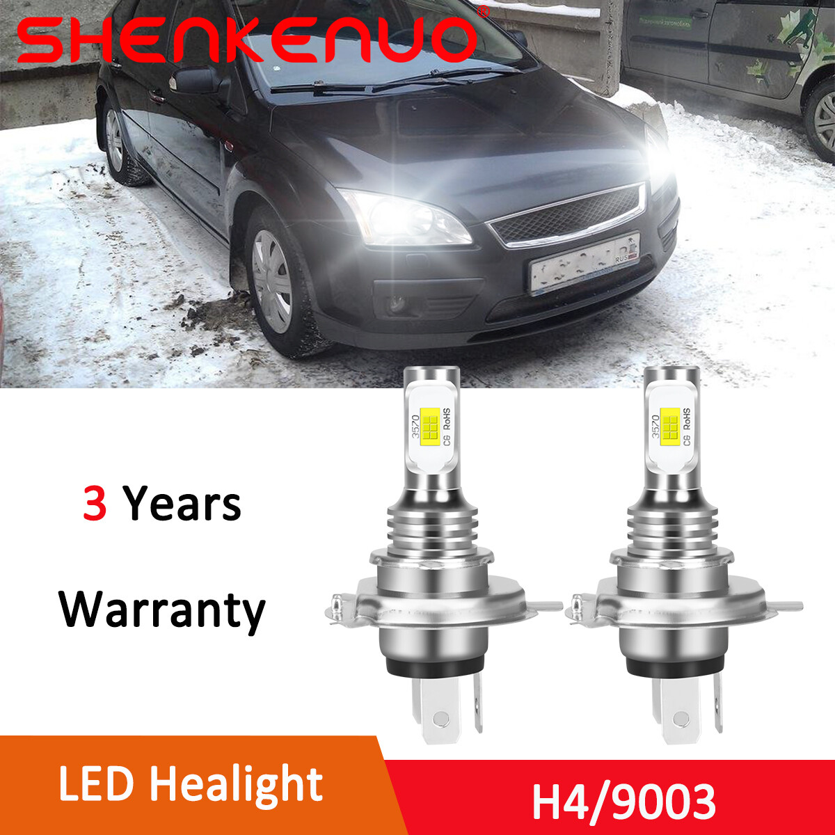 For Ford Focus 2000-2004 H4 6000K 2X LED Headlight High Low Beam Bulb Kits US