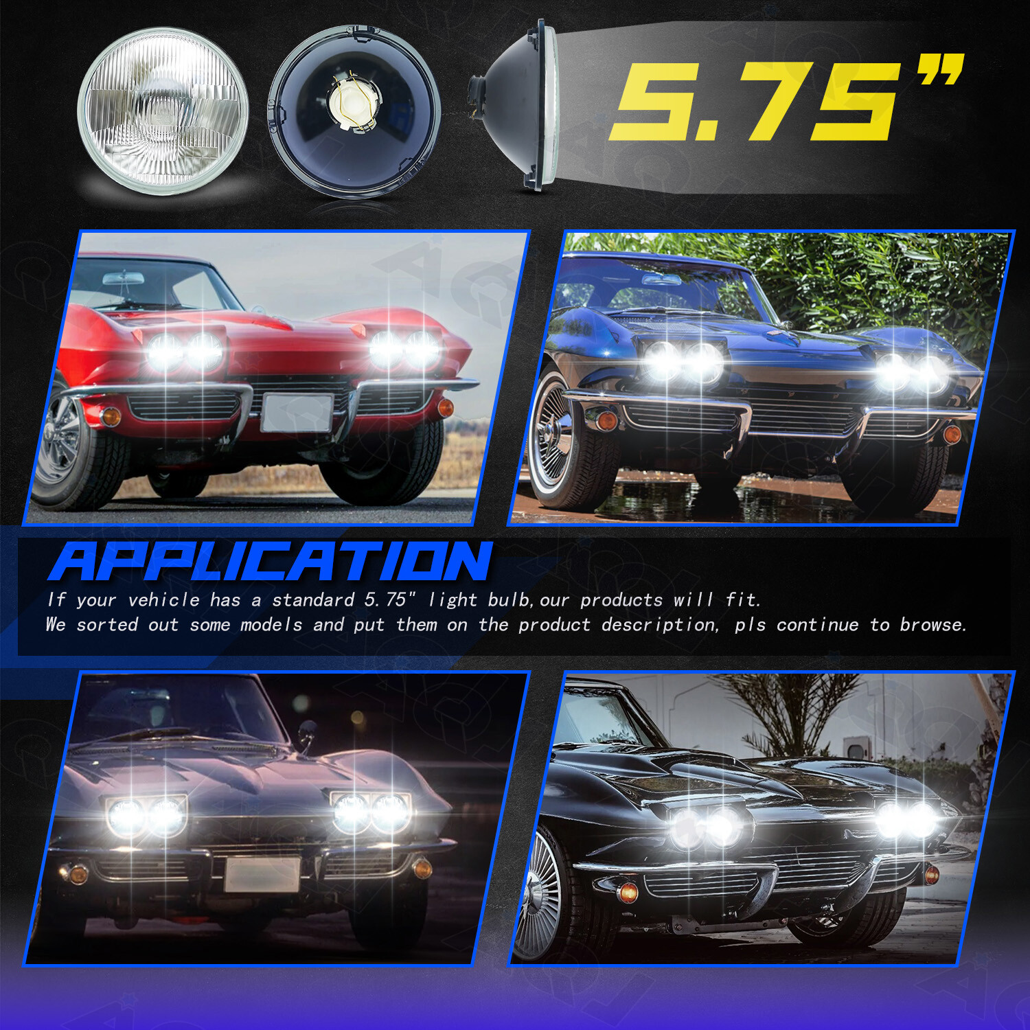 4pcs 5.75 5-3/4″inch Round Sealed Hi/Lo Beam Led Headlights Bulbs H4 Lamp