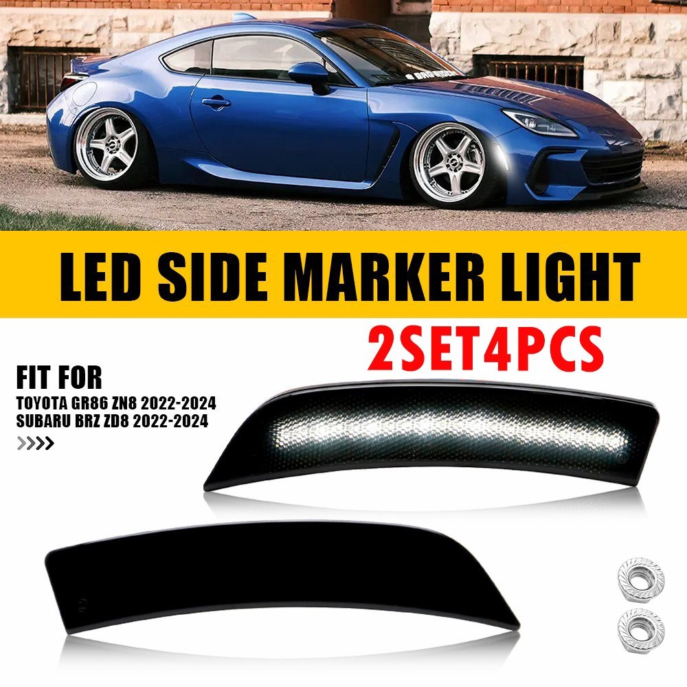 4PC White LED Side Marker Lights For 2022 23 2024 Toyota GR86 ZN8 Subaru BRZ P