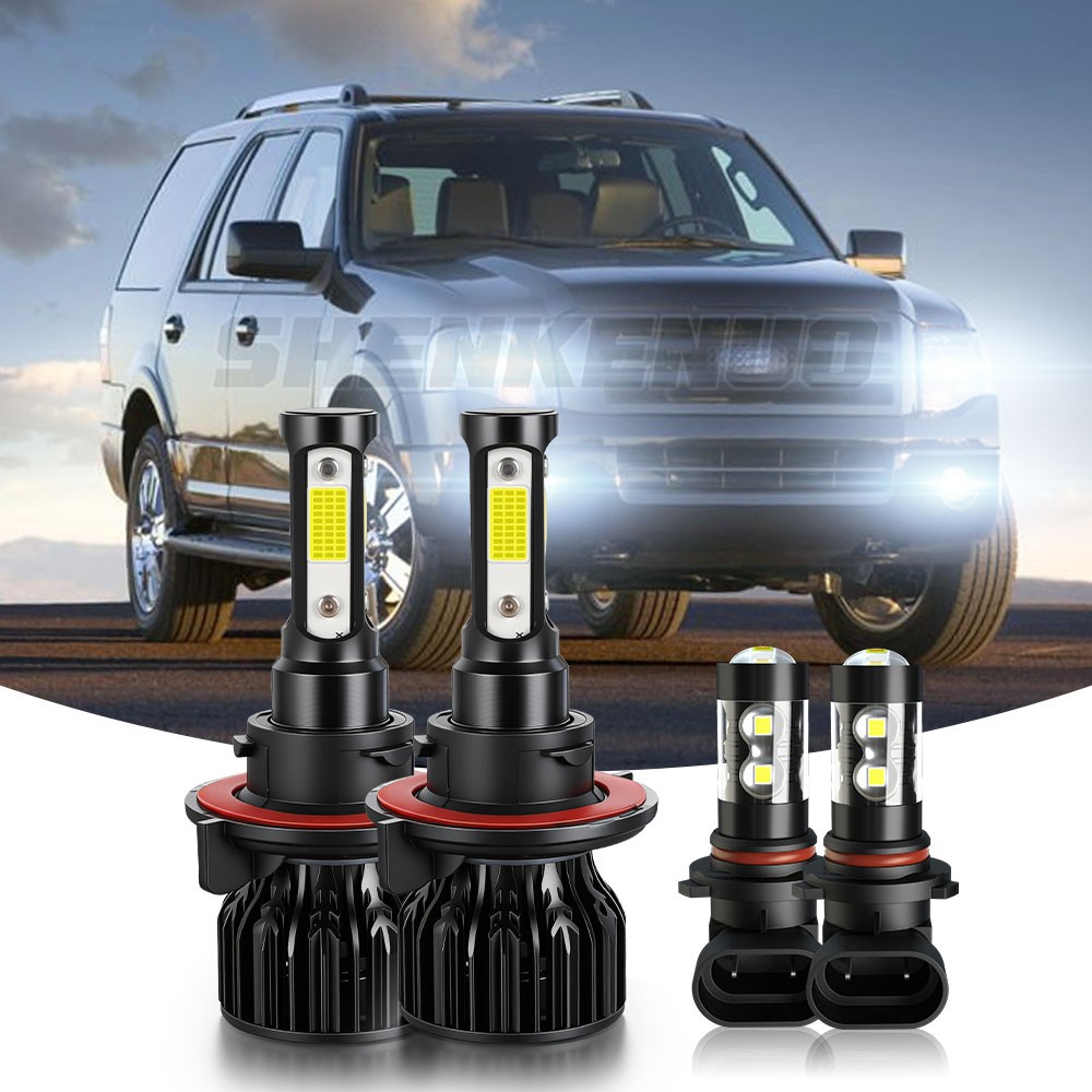 For Ford Expedition 2007-2014 10000K LED Headlight Hi-Lo Beam & Fog Lamp Bulbs
