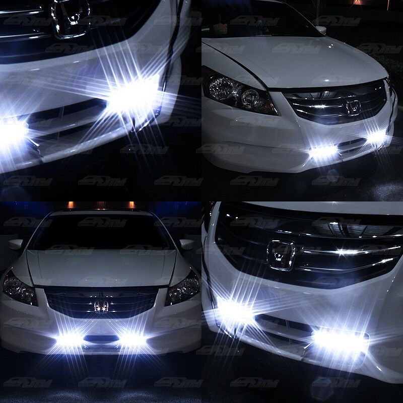 8 LED Clear Lens Chrome Housing Daytime Running Lights DRL Fog Lamps Universal 1