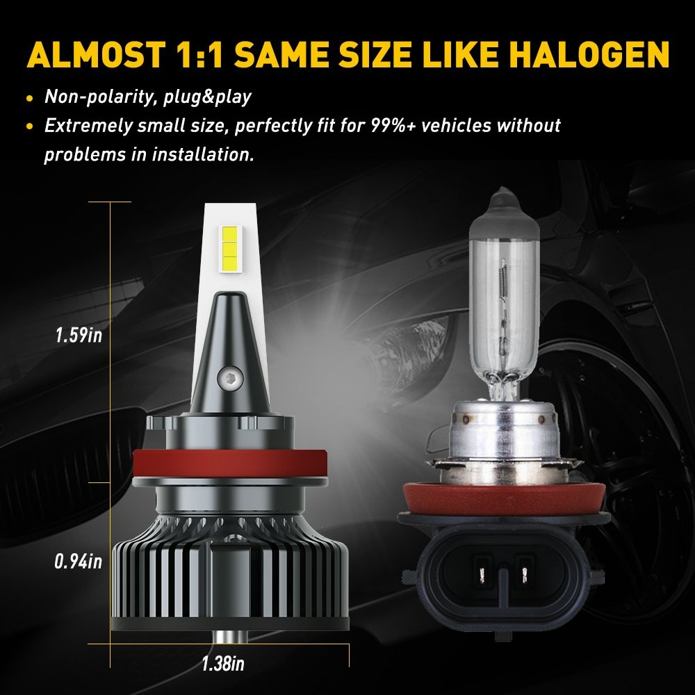 AUXITO H11 H8 LED Headlight Bulbs Fog Light 60W 6000LM 6500K White CANBUS 2-20X
