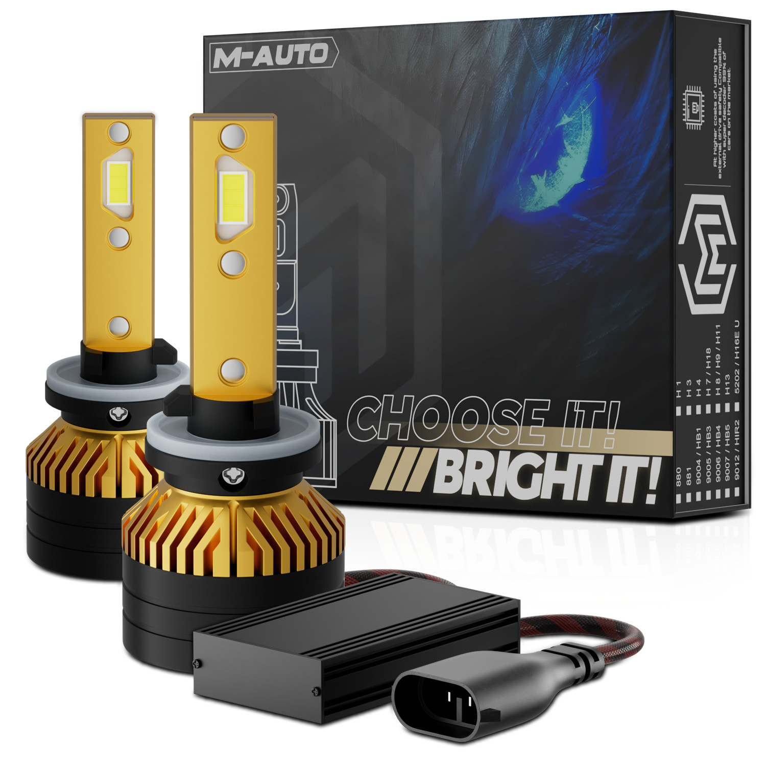 2x H27W/2 881 6500K LED Headlight Bulb High/Low Beam Fog Lighting DRL w/Cool Fan