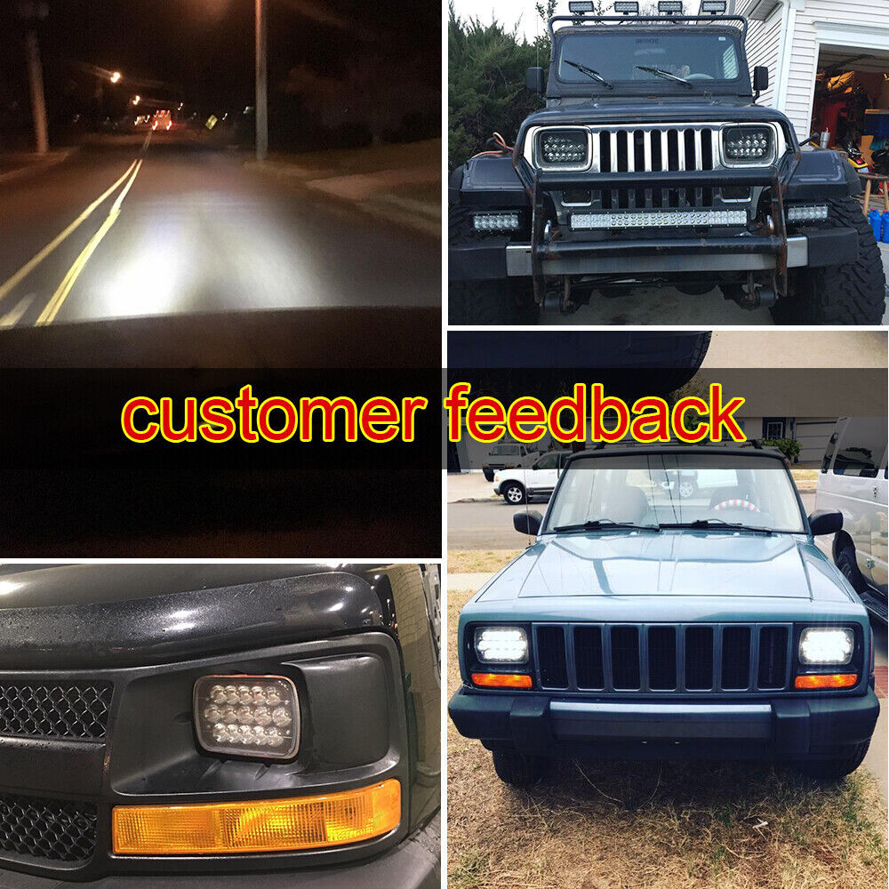 NEW 5X7″ 7×6″ LED Headlight For 1986-1995 Jeep Wrangler YJ 1984-2001 Cherokee XJ
