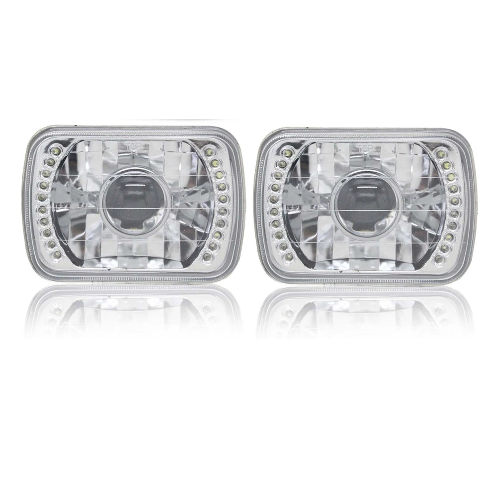 5×7″ 7×6″ LED Halo Headlight DOT For Jeep Wrangler YJ Cherokee XJ 1986-1995 Pair