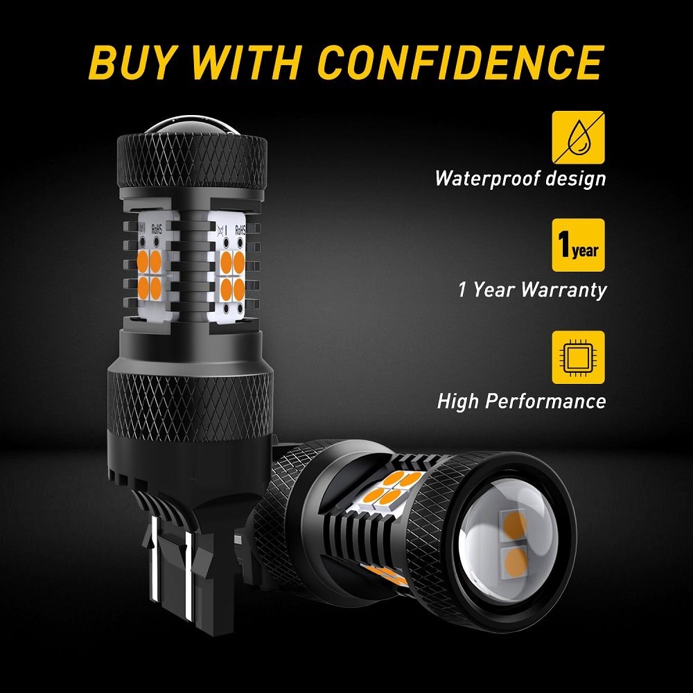 AUXITO 7443 7440 Amber Yellow LED Turn Signal Light Bulbs with Built-in Resistor