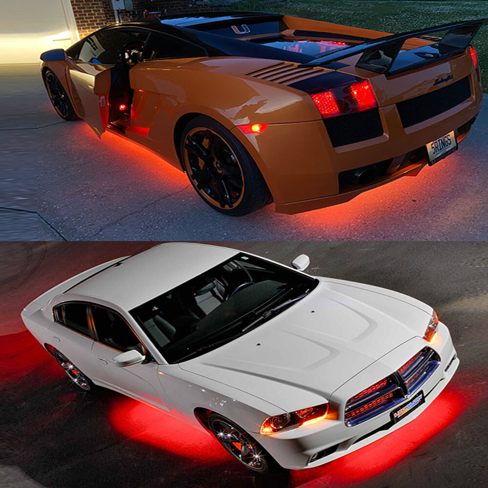 For Tesla Model 3/Y/X/S 4Pcs RGB LED APP Control Underbody Chassis Light Strips