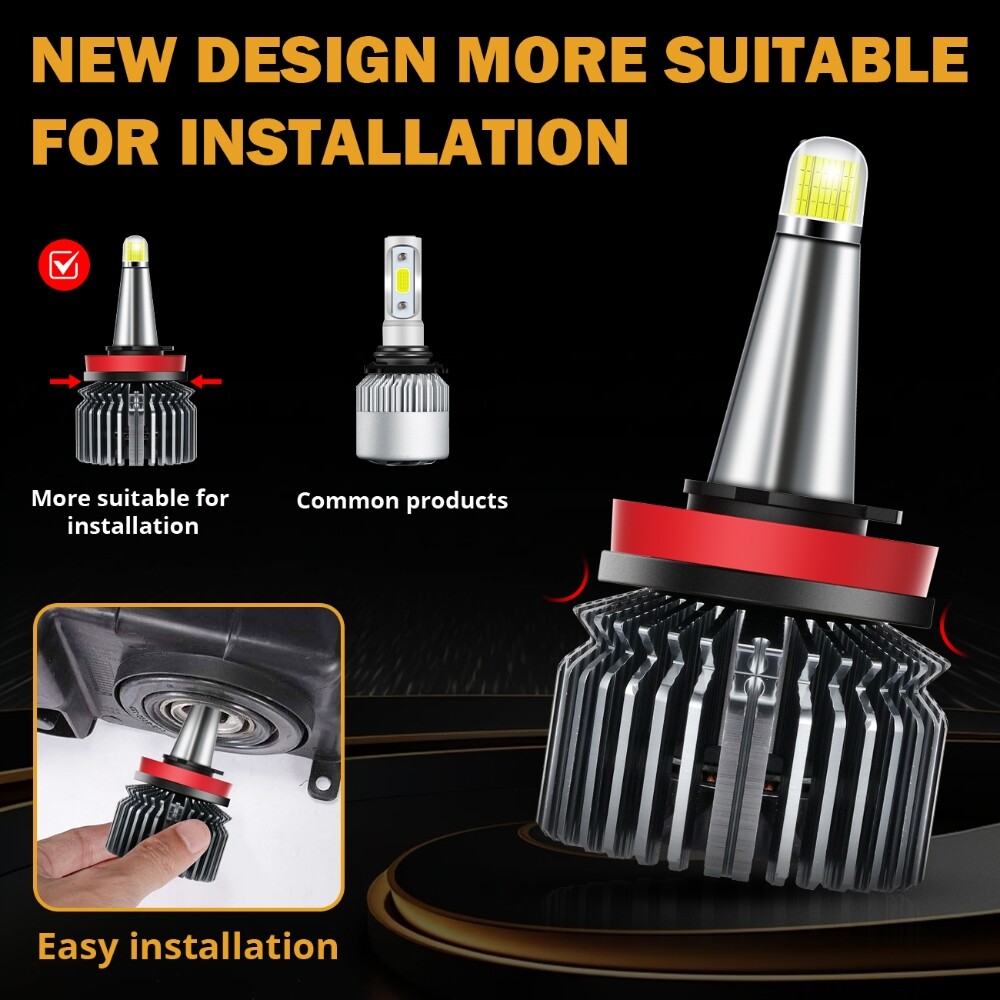 8-Sides LED Headlight Bulbs Conversion Kit 9005 H11 High Low Beam White 6500K