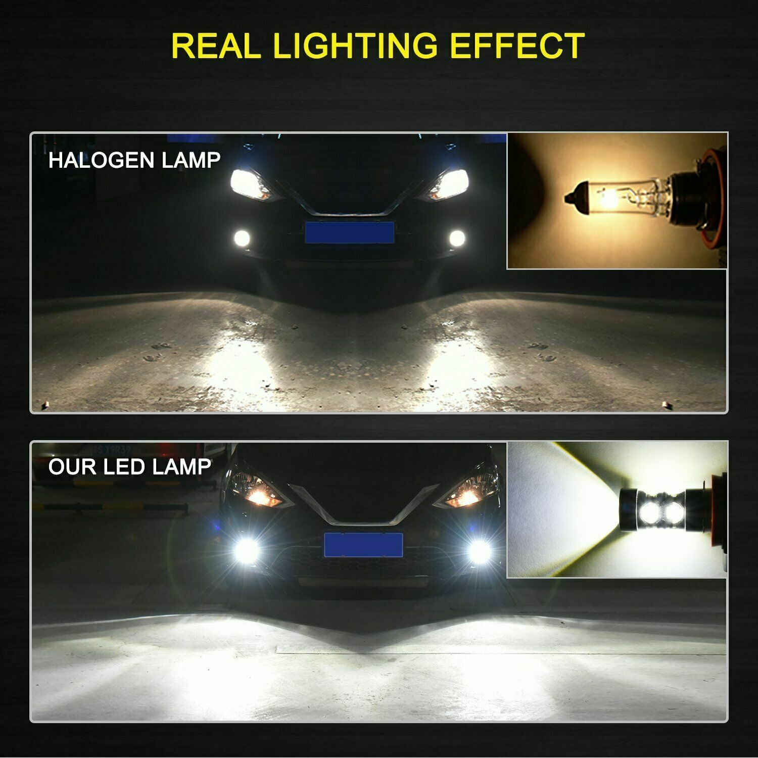 H7+H7+H11 6000K LED Headlights High Low Beam + Fog Light 6x Bulbs Kits Bright