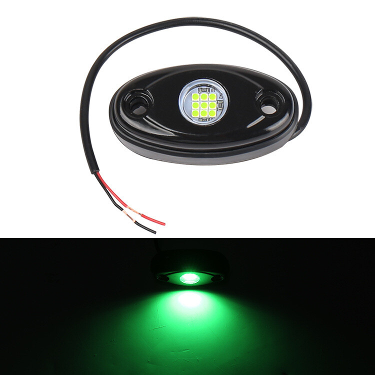 4X Green LED Rock Lights Underbody Glow Pods for Harley Honda Yamaha Motorcycle