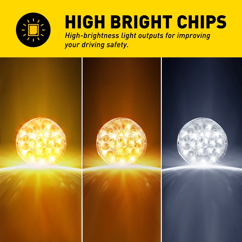 2pcs LED Watermelon Lights Indicator Turn Signal Side Marker Lamp Amber White EH