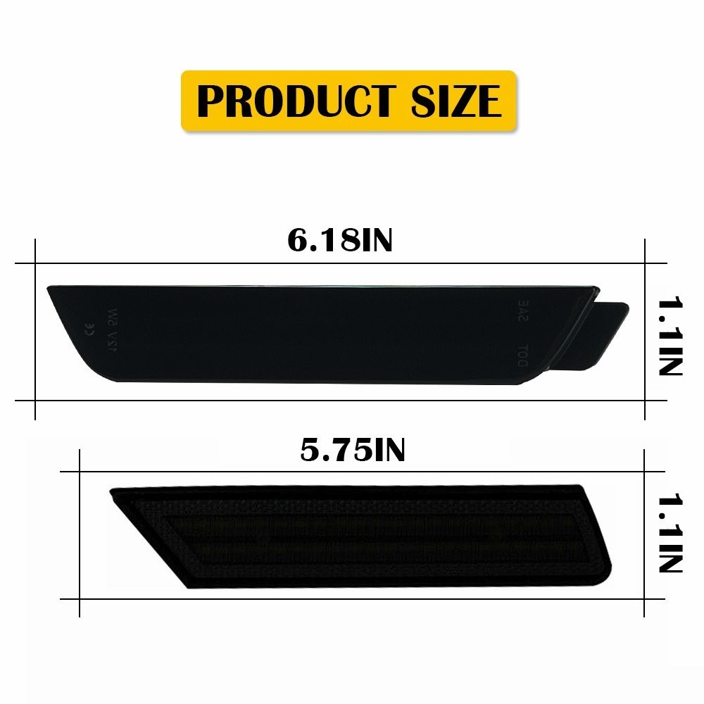 Front+Rear White Smoked LED Side Marker Bumper Light For Chevy Camaro 2010-2015
