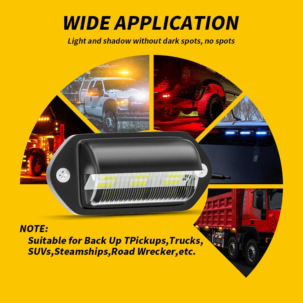 2Pcs LED License Plate Light Tag Lamps Assembly Replacement for Truck Trailer RV
