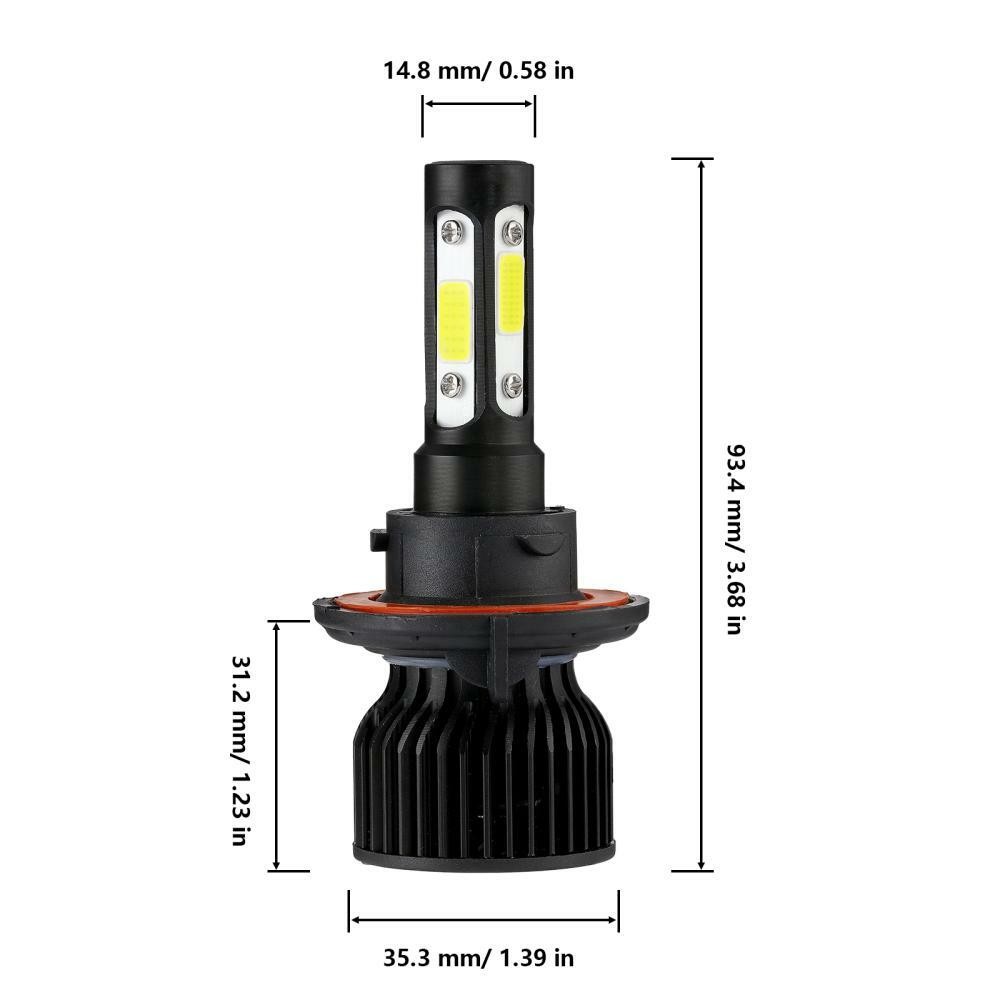 4 Sides 9008 H13 LED Headlight Kit Bulbs 6500K Super Bright High Low Dual Beam