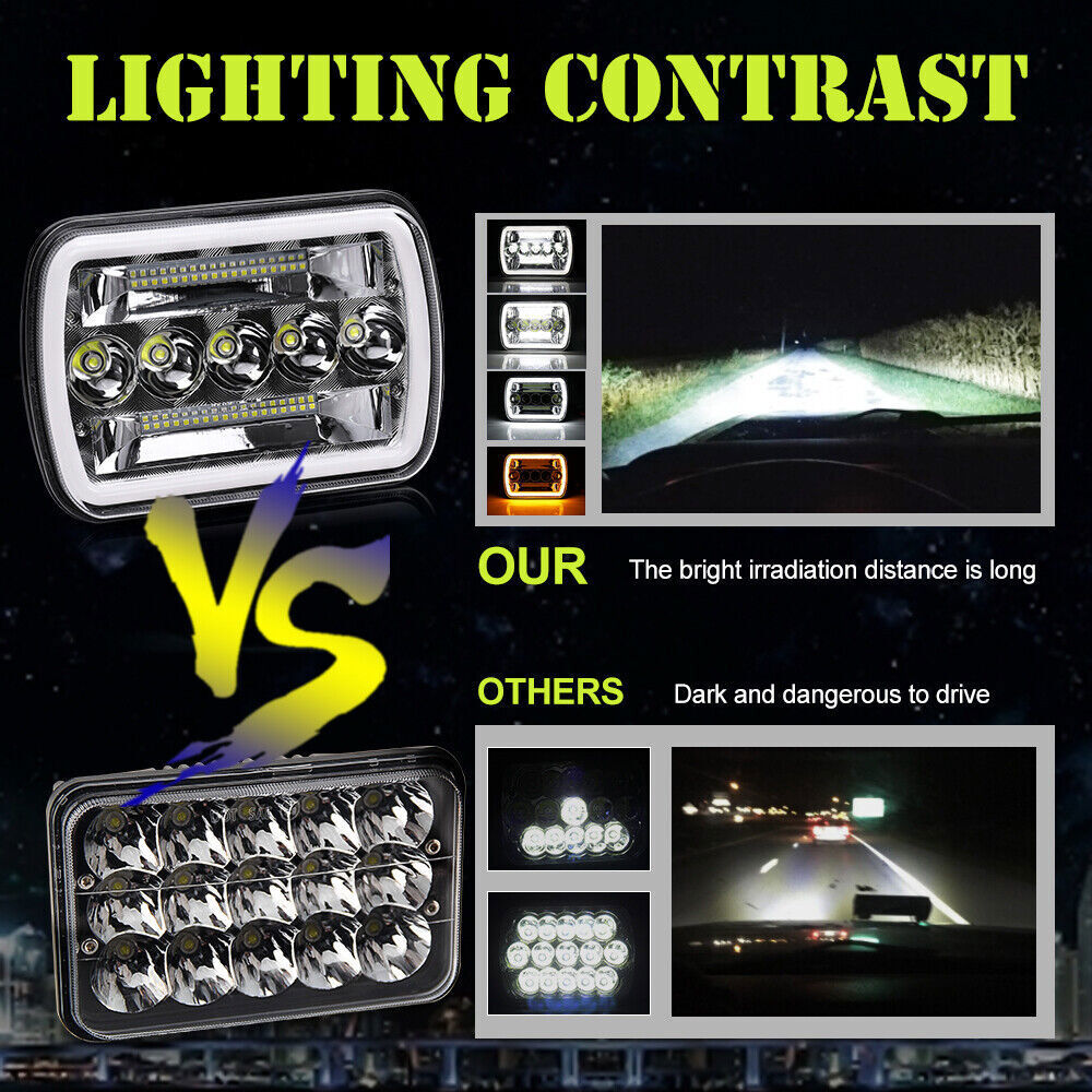 For Nissan Pickup Hardbody D21 DOT 5×7″ 7×6″LED Headlight High Low Beam DRL