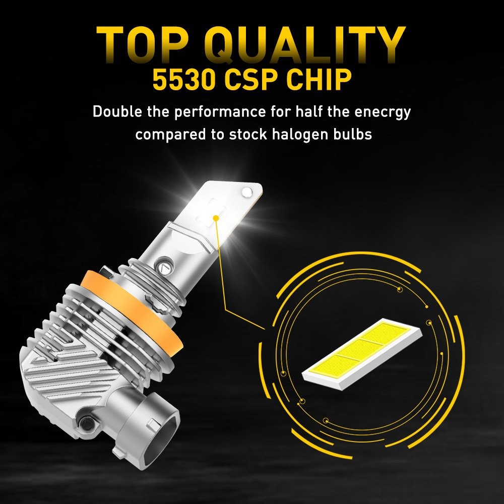 2X H11/H8/H9 LED Headlight Bulbs 500% High Brightness 6000K White Plug and Play