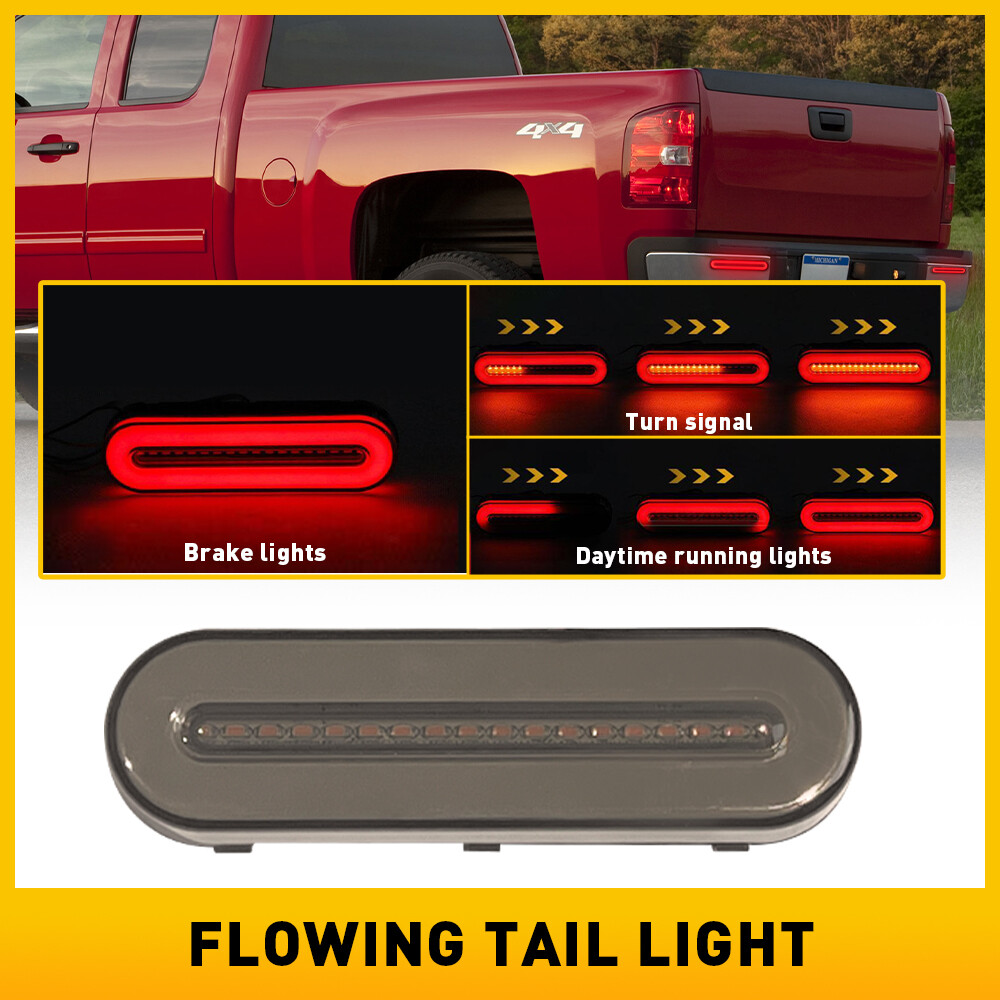 Red/Amber LED 5″ Truck Trailer Brake Stop Flowing Turn Signal Tail Light DRL
