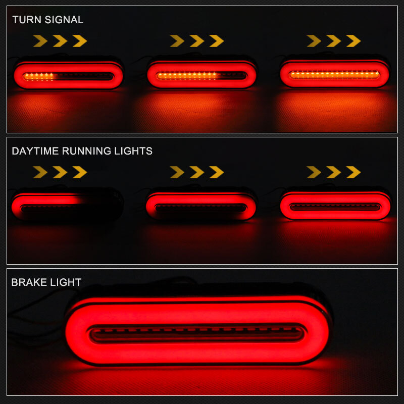 2X Red+Amber ENERGY-EFFICIENT LIGHT Trailer Truck Stop/Turn/Tail Brake Lights 5″