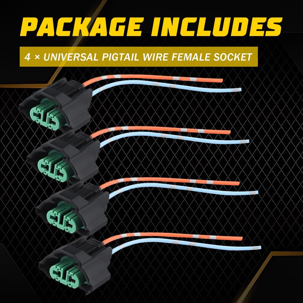 4pcs Wire Pigtail Female C H11 Two Harness Head Fog Light Socket Connector Plug