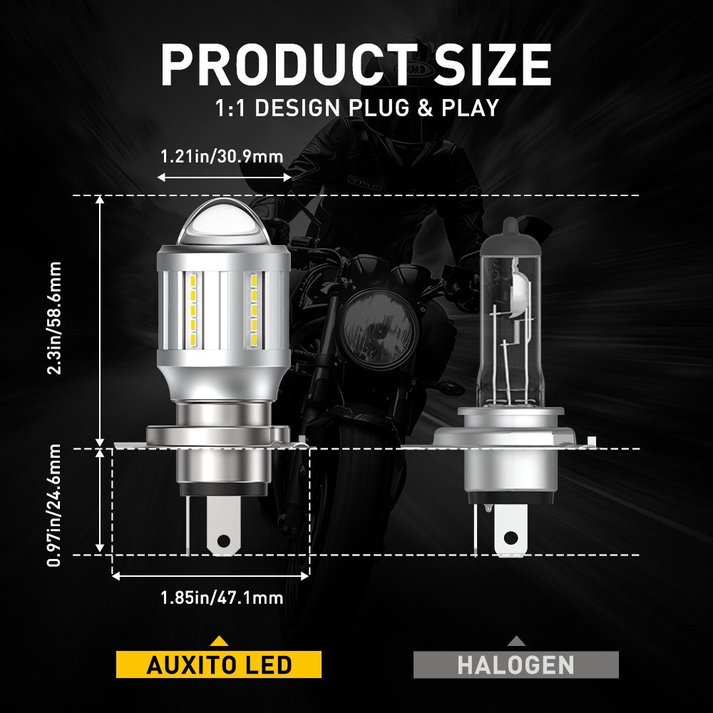 For Motorcycle H4 White Yellow Dual Color LED Hi/Low Beam Bulb Bright Headlight
