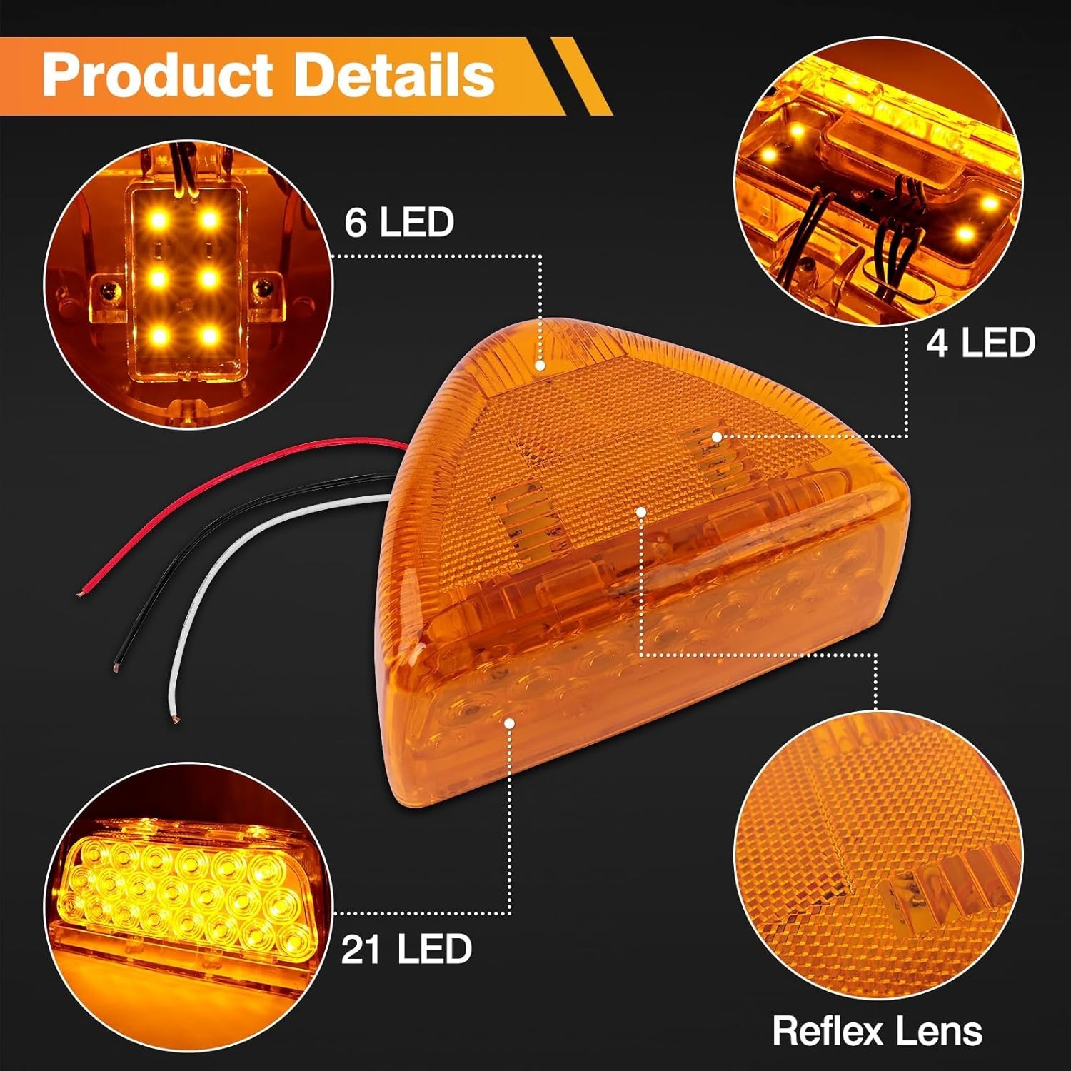 2Pcs 31 LED Turn Signal Triangle Light Replacement for Peterbilt 379 357 359 …