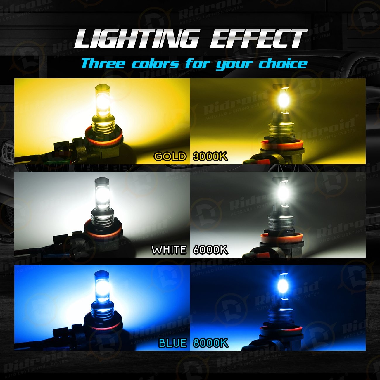 H11 LED Headlight Bulbs Super Bright 8000K Blue Lamp 330000LM High/Low Beam Kit