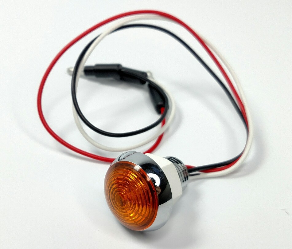 Pair 1-1/4″ Dual Function Amber LED Marker Light VTG/Classic Mini Moon Chrome