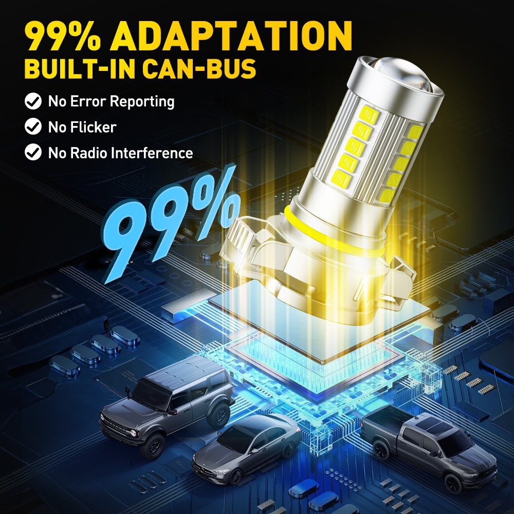 2pcs 5202 LED Headlight Bulbs 6500K Super Bright Pure White Fog Light Bulb Kit