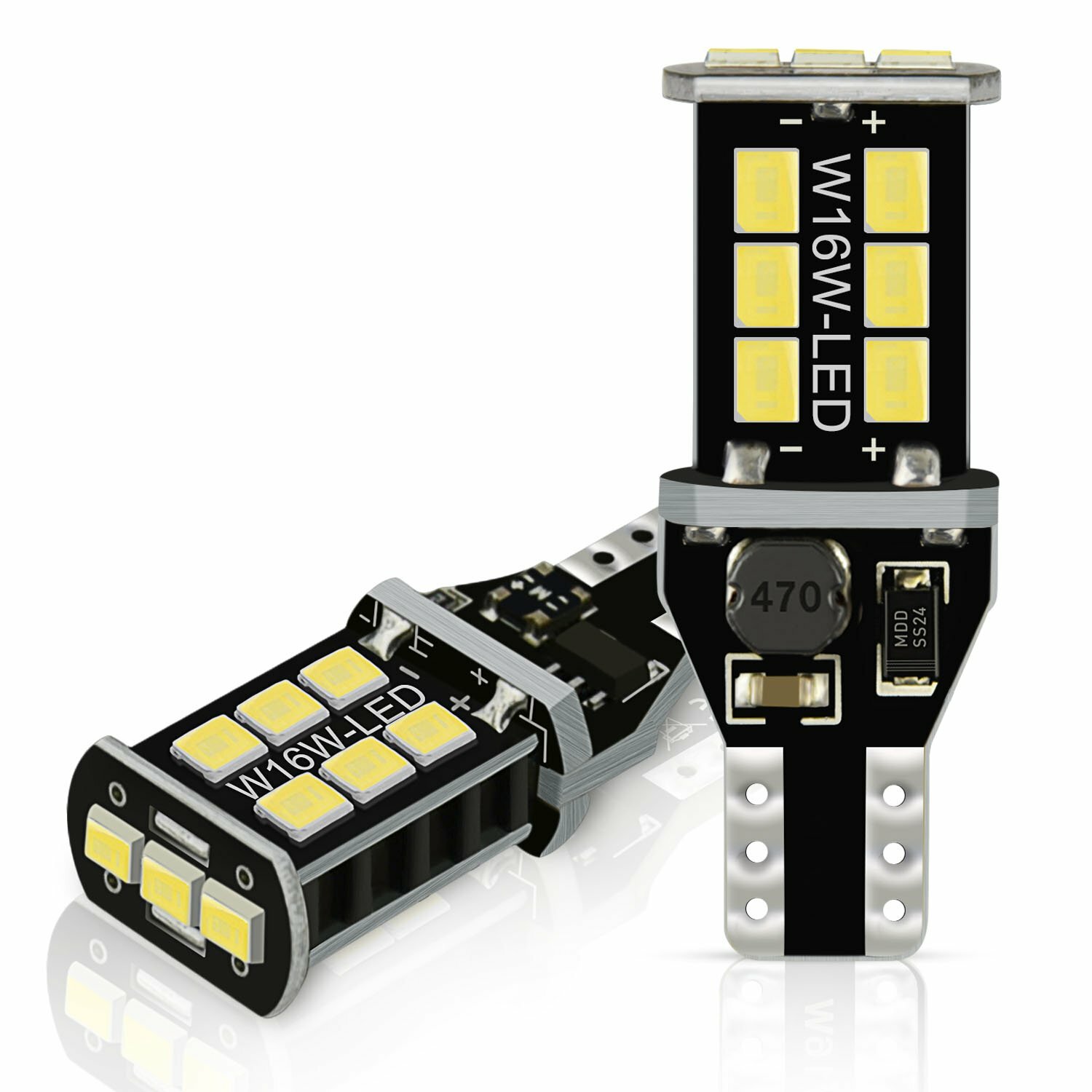 2x Super Bright 2400LM T15 921 912 W16W LED Tail Backup Reverse Light Bulb 6500K
