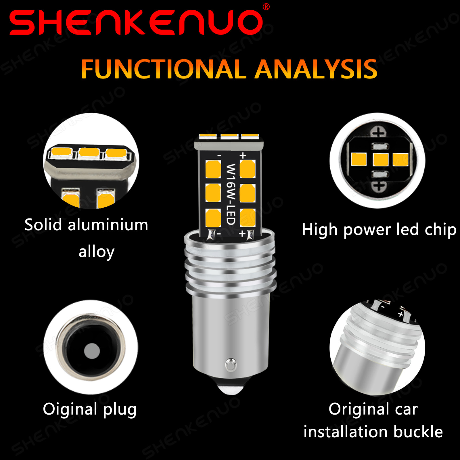 2pcs 1156 High Power Amber/Yellow Switchback LED Turn Signal Light Bulbs