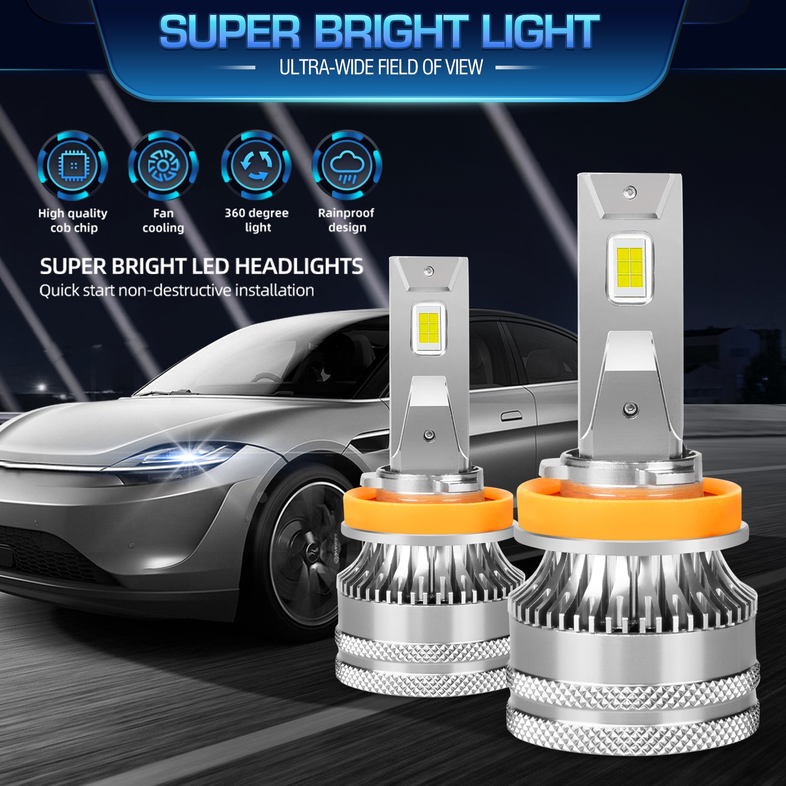 2x 120W H11 LED Headlight Bulbs Low Beam Conversion Kit 6000K Pure White 6000K