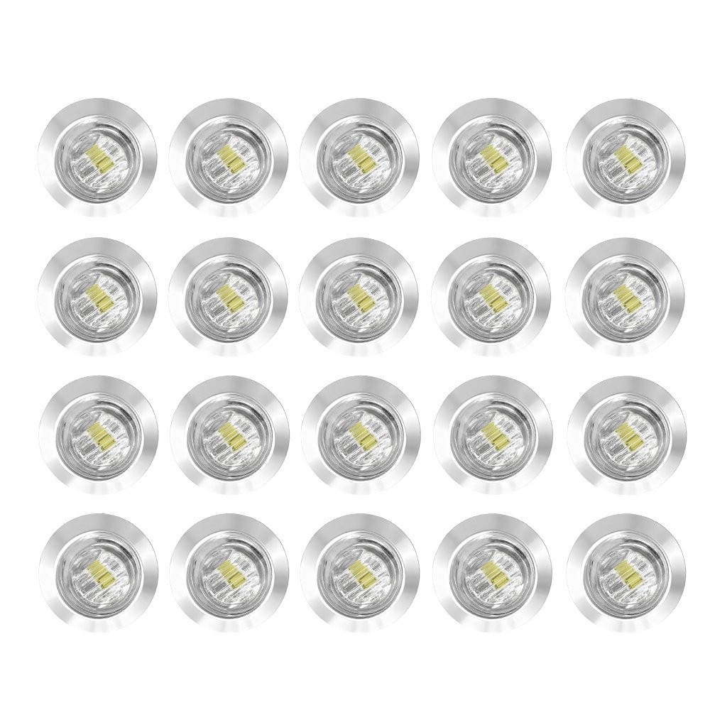 20X 12V White 3/4″ Marker Lights LED Round Side Bullet Lamp for Truck Trailer RV