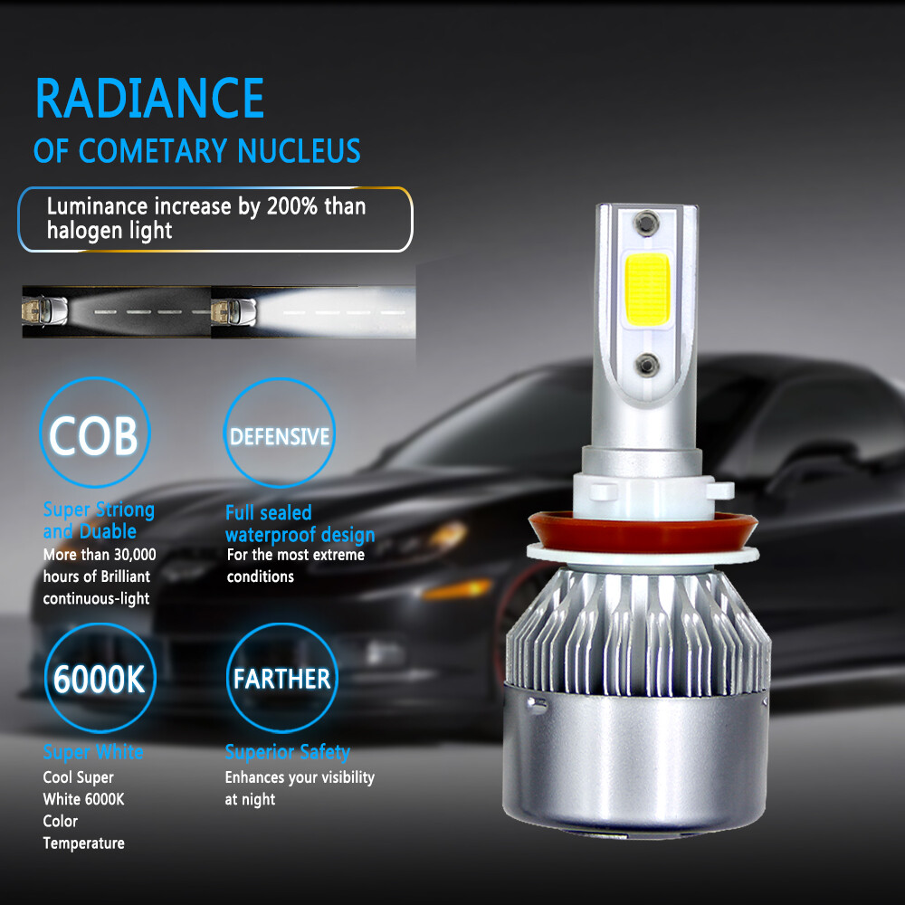 For GMC Acadia 2007-2012 2Pcs 6000K 100W H11 LED Headlight Bulbs Low Beam
