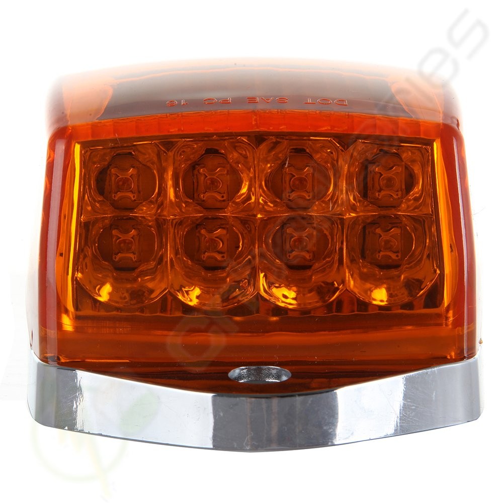 2pc Amber Chrome 17 LED Cab Marker Lights for Peterbilt Kenworth Freightliner