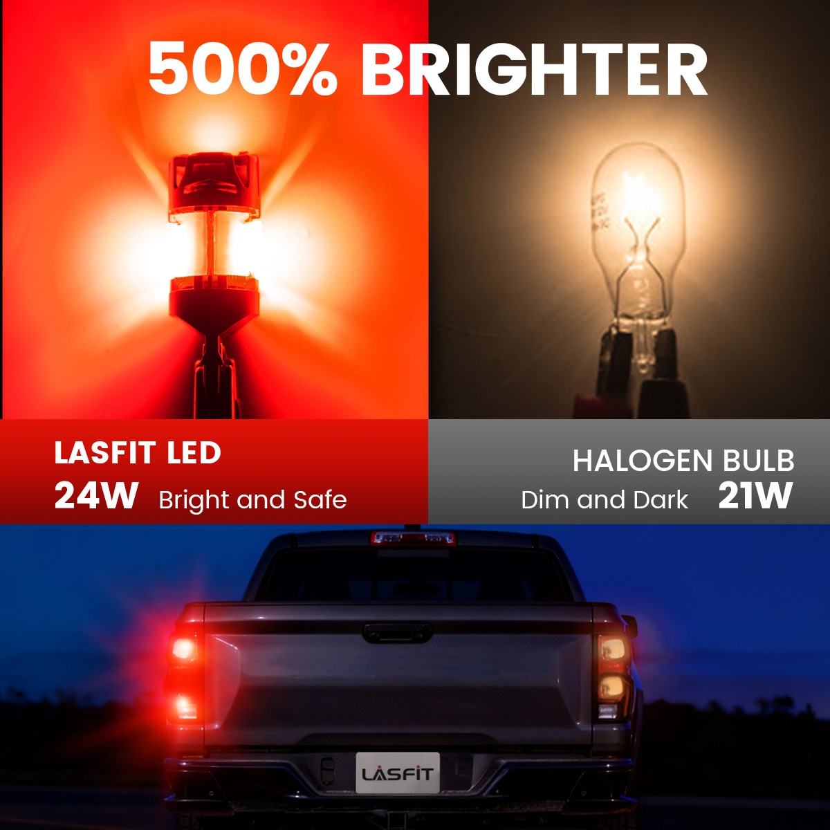Error Free 7443 7444 7440 7440A LED Brake Tail Bulbs Bright Red 4800LM Pair 48W