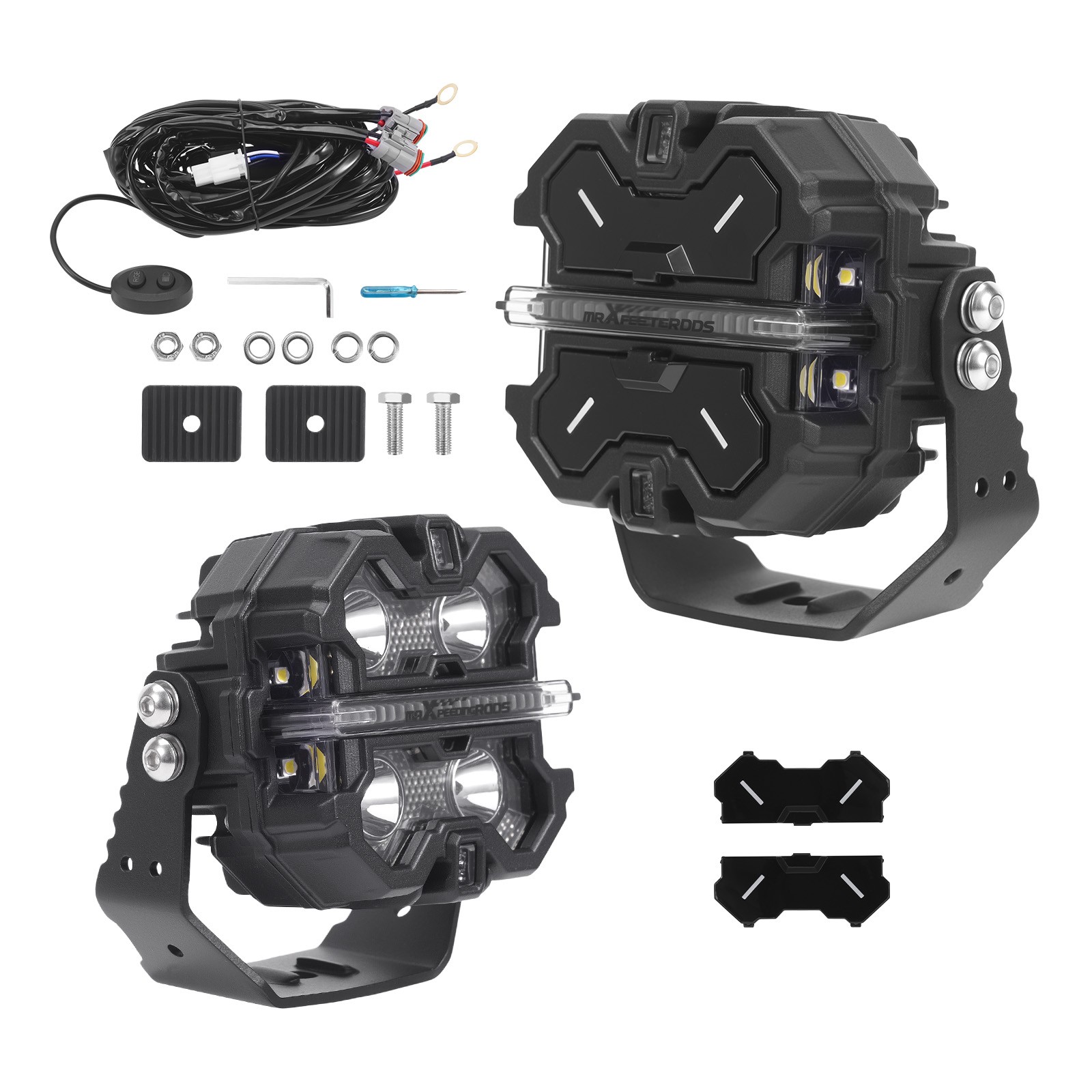 LED Driving Light Pods 3.5″ Aluminum Housing RGB DRL Off Road Spot Beam Lights