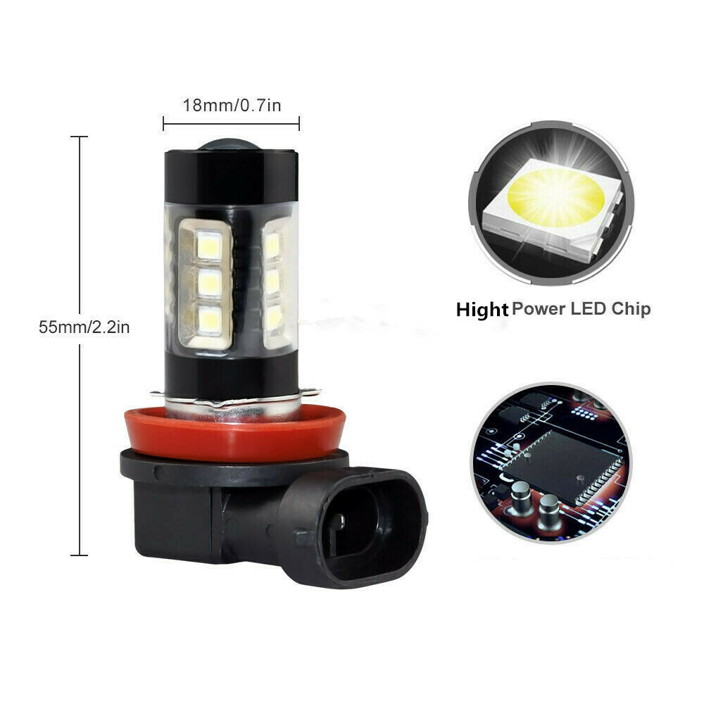 2X H8 H11 COB LED 6000k Super White High Power 160W Fog Light Bulbs Lamp Set