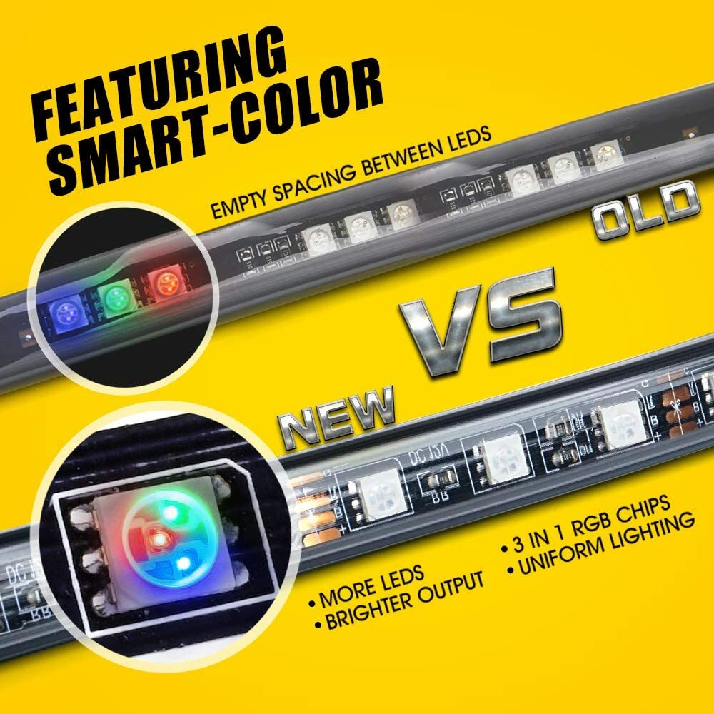 4X RGB LED Strip Under Car Tube Underglow Underbody Remote Control Neon Lights