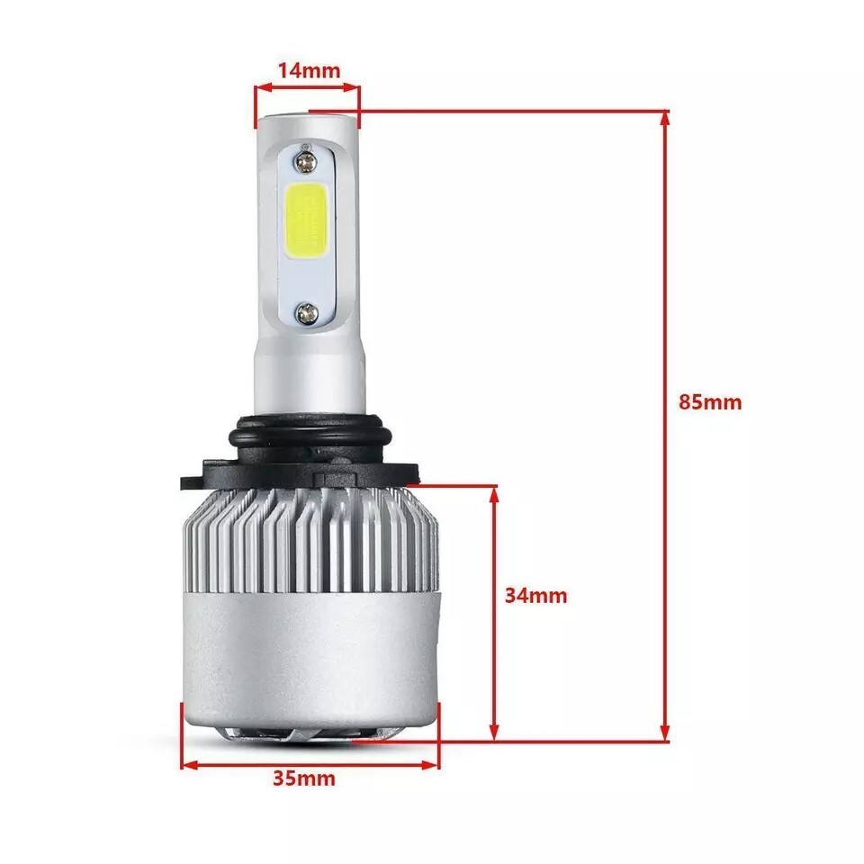 2PCS 9006 / H9 LED Headlight Kit Low Beam Bulb Super Bright 6000K White 16000LM
