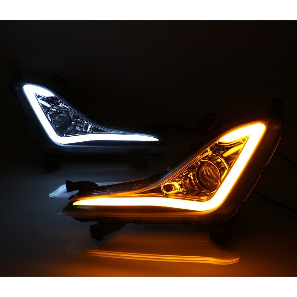 LED DRL Daytime Running Light Fog Day Lamp For Hyundai Elantra 2014 2015 W/ Turn