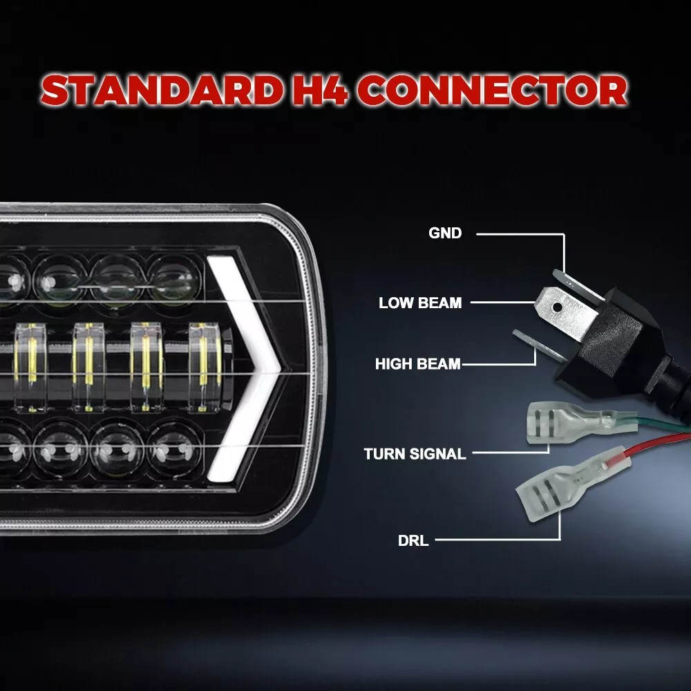 Fit Chevrolet Astro Express Cargo Van 2PCS 5X7″ 7×6 LED Headlights High/Low DRL