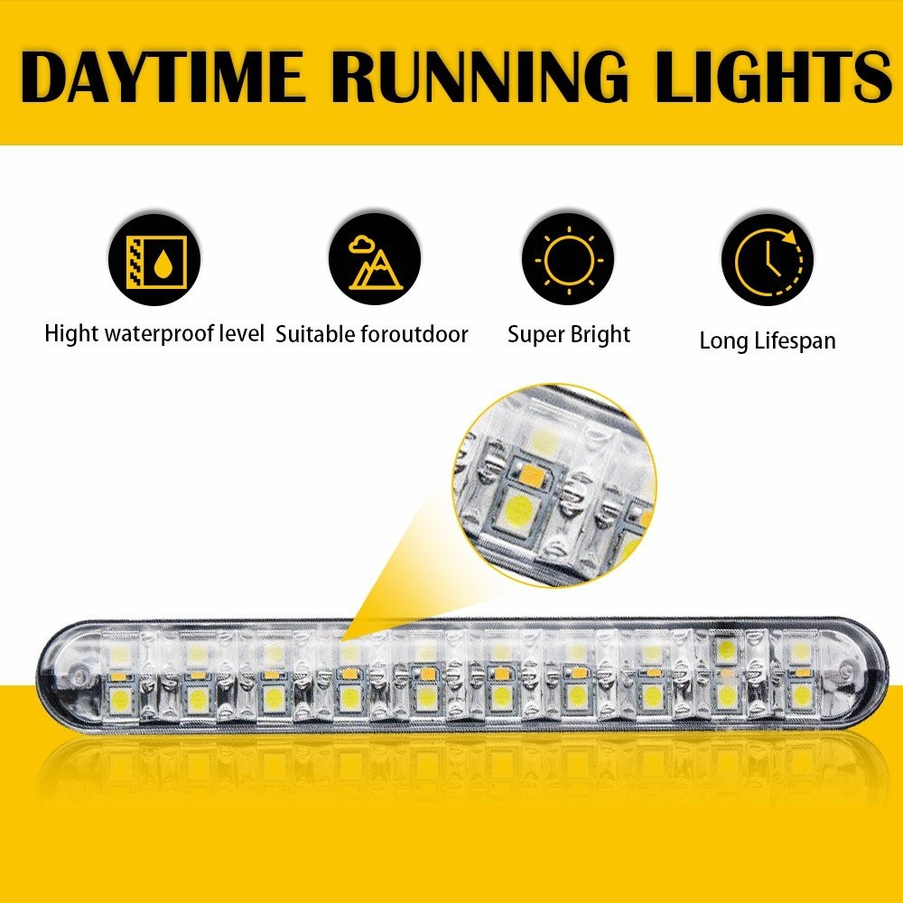 2Pcs 30 LED Daytime Running Driving Light DRL Front Grille Fog Turn Signal Lamps