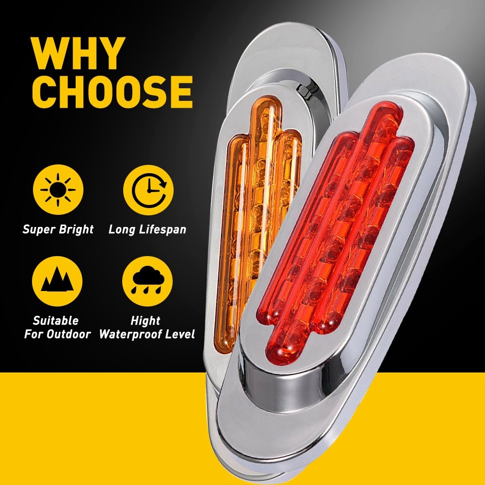 2x LED Clearance Side Lights Marker Indicator Lamp Truck Lorry Trailer Amber Red