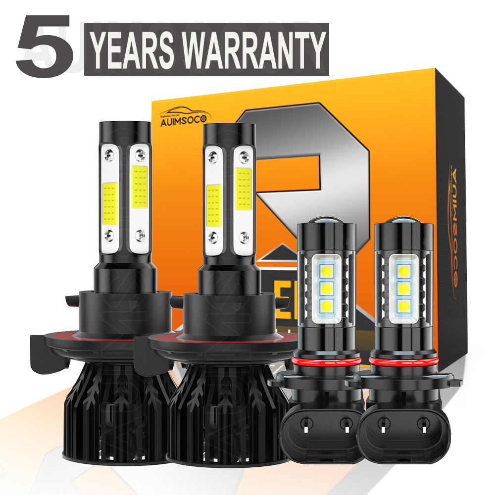 9008/H13 9145/H10 Combo LED Headlight High Low + Fog Light Bulbs Kit Xenon White