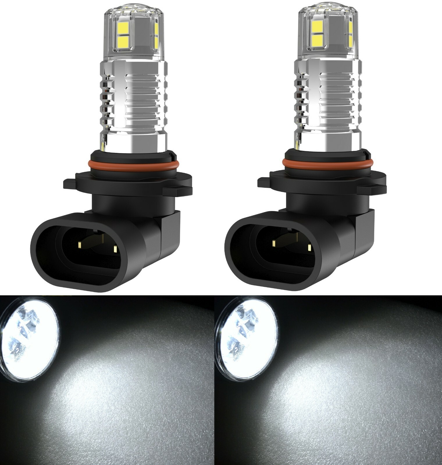 LED 20W H12 9055 White 6000K Two Bulbs Fog Light Replacement Plug Play Upgrade
